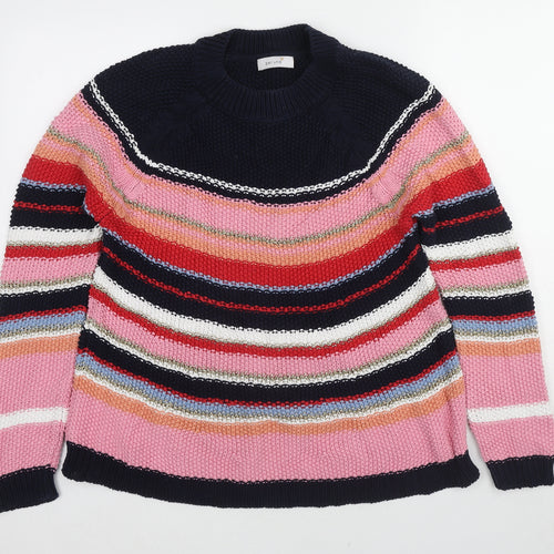 Per Una Womens Multicoloured Round Neck Striped Cotton Pullover Jumper Size 14