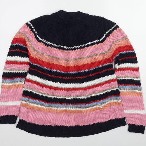 Per Una Womens Multicoloured Round Neck Striped Cotton Pullover Jumper Size 14