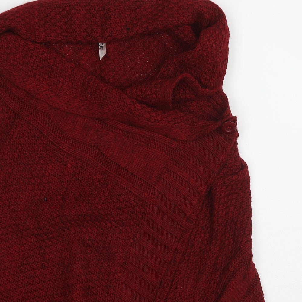 Ribbon Womens Red Cowl Neck Wool Wrap Jumper Size 8