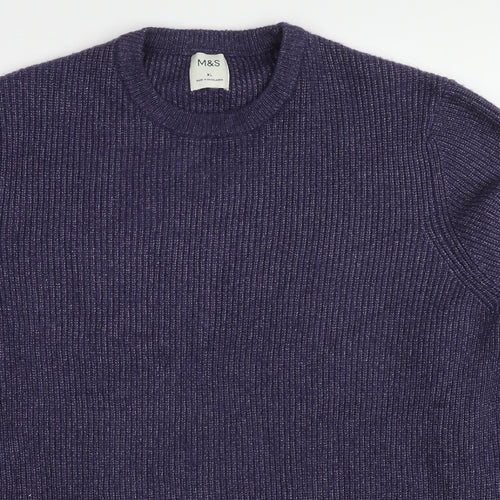 Marks and Spencer Mens Purple Crew Neck Polyamide Pullover Jumper Size XL Long Sleeve