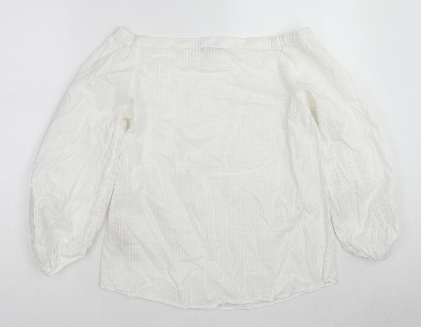 Massimo Dutti Womens White Striped Cotton Basic Blouse Size 10 Off the Shoulder