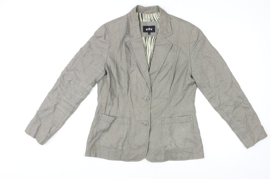 Marks and Spencer Womens Grey Linen Jacket Blazer Size 14