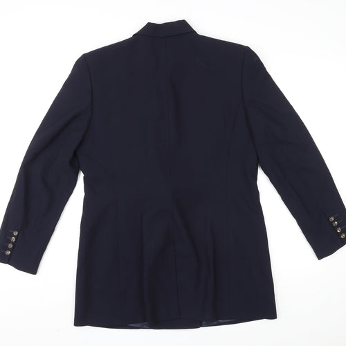 Jaeger Womens Blue Wool Jacket Blazer Size 14