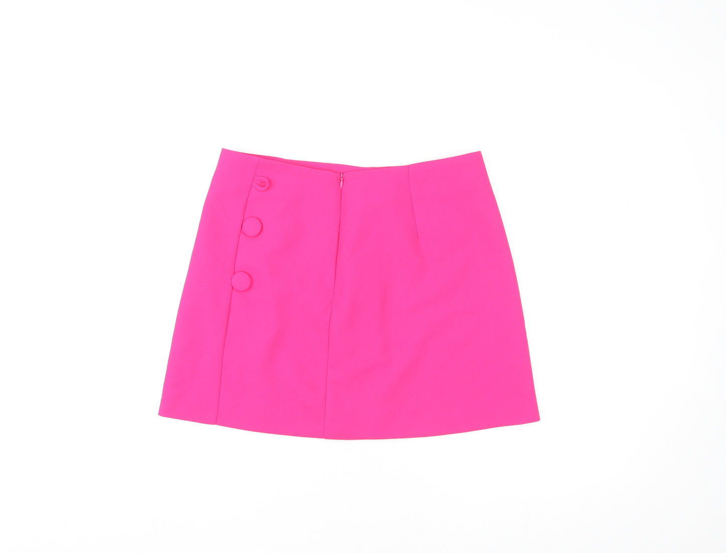 Zara Womens Pink Polyester Mini Skirt Size S Zip