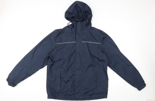 Crane Mens Blue Rain Coat Jacket Size L Zip