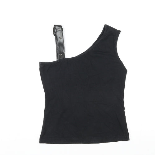 Kit Womens Black Cotton Basic Tank Size 12 One Shoulder - Buckle Strap