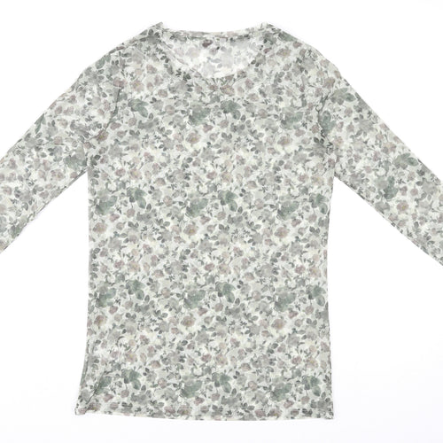 NEXT Womens Green Floral Polyester Basic T-Shirt Size 8 Round Neck