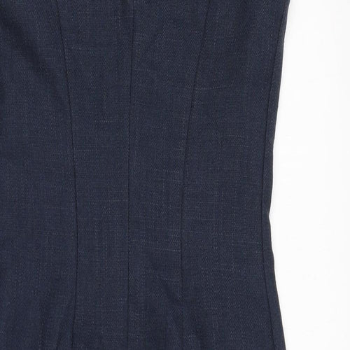 NEXT Womens Blue Polyester Pencil Dress Size 8 V-Neck Zip