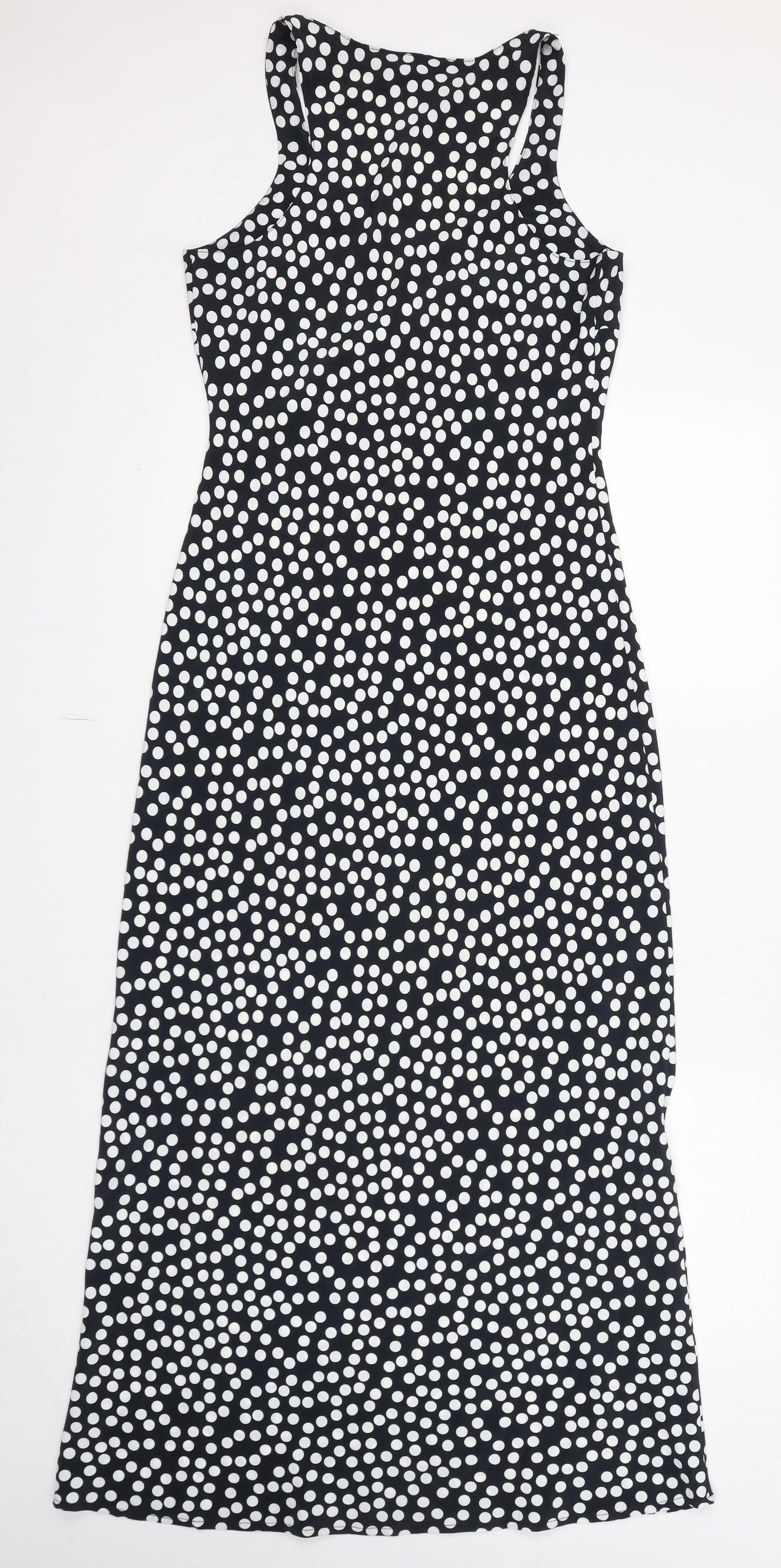 River Island Womens Black Polka Dot Polyester Maxi Size 8 Scoop Neck Pullover