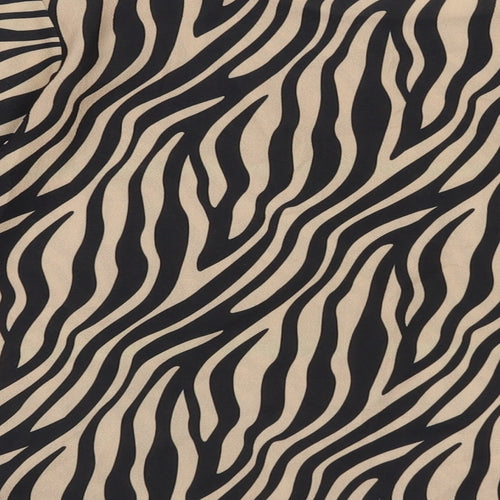 NEXT Womens Beige Animal Print Polyester Basic Blouse Size 12 Round Neck - Tiger Print