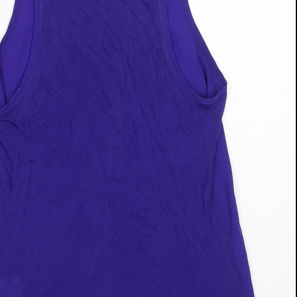 French Connection Womens Purple Polyester Basic Tank Size XS Round Neck