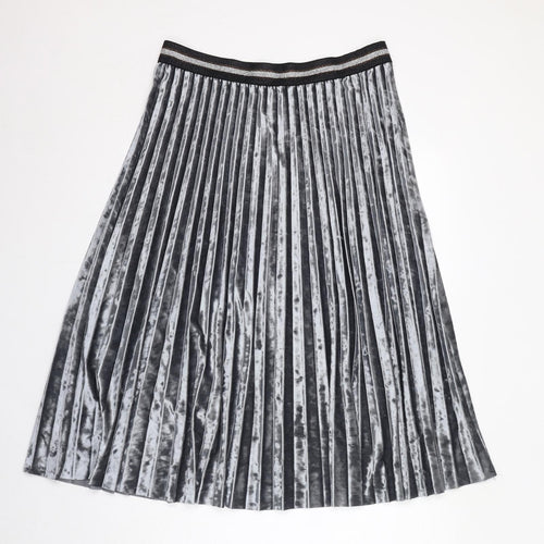 Marks and Spencer Womens Grey Polyester Pleated Skirt Size 14