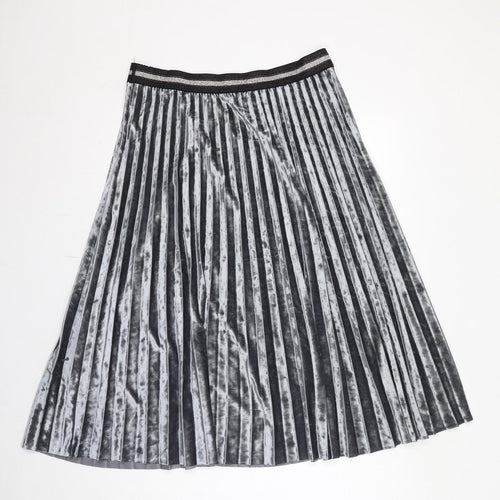 Marks and Spencer Womens Grey Polyester Pleated Skirt Size 14