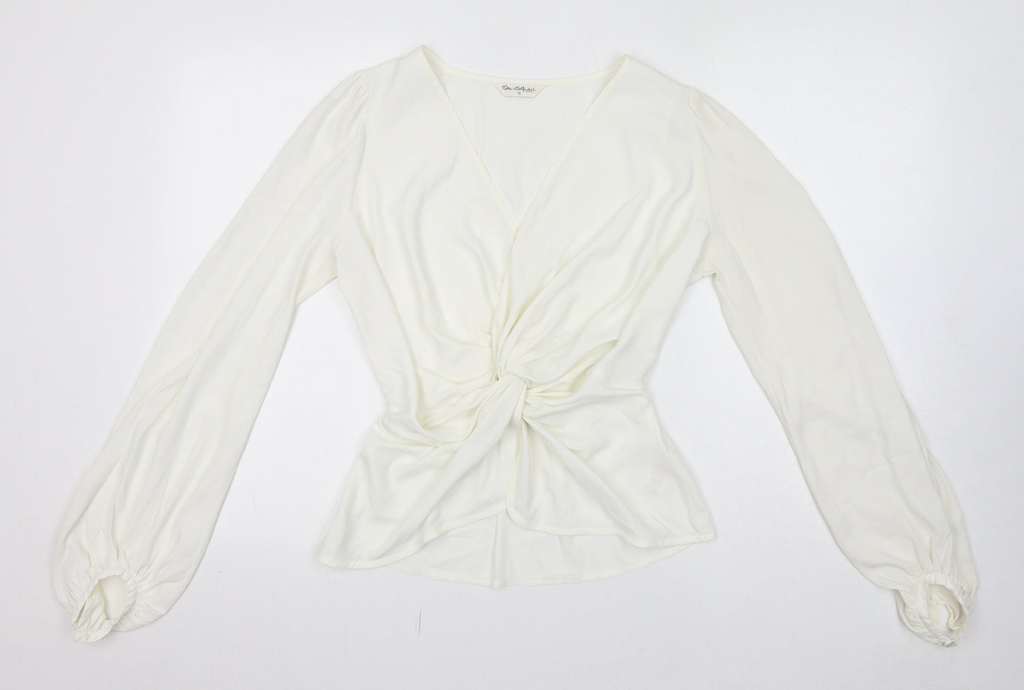 Miss Selfridge Womens Ivory Polyester Basic Blouse Size 10 V-Neck