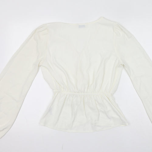 Miss Selfridge Womens Ivory Polyester Basic Blouse Size 10 V-Neck
