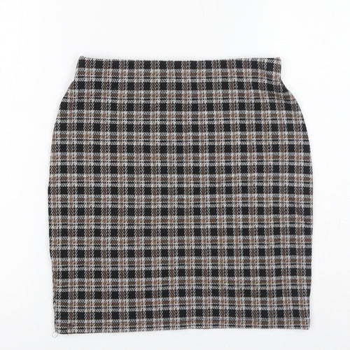 New Look Womens Black Plaid Polyester Mini Skirt Size 8