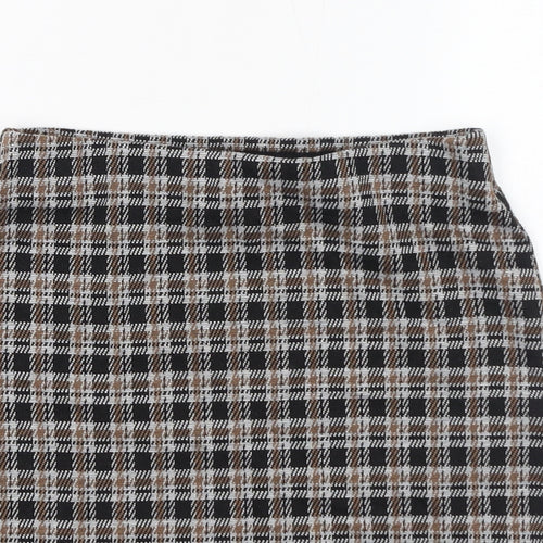 New Look Womens Black Plaid Polyester Mini Skirt Size 8