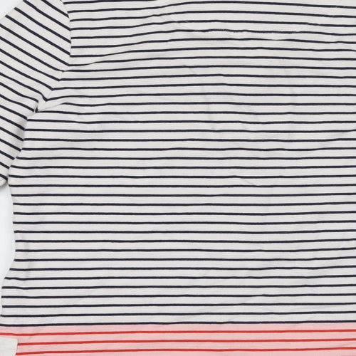 Joules Womens White Striped Cotton Pullover Sweatshirt Size 12 Button - Logo High Neck