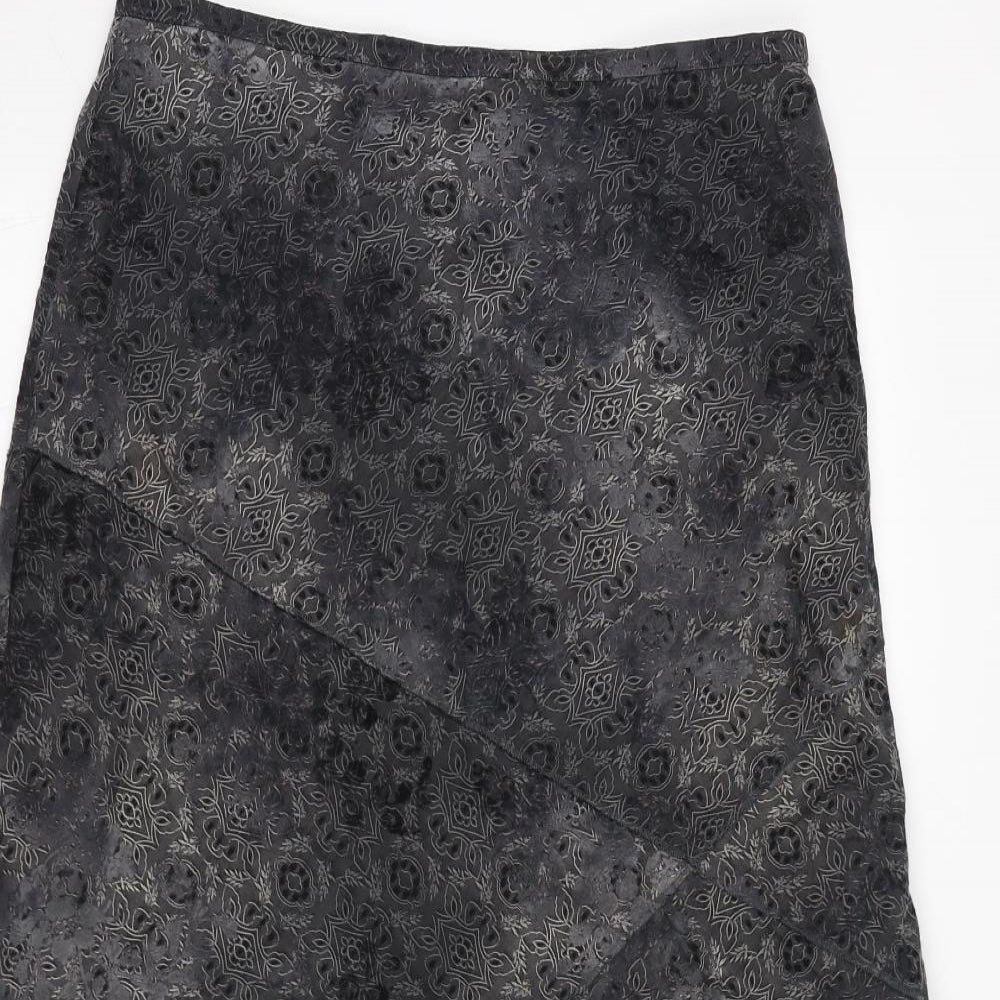 Per Una Womens Black Geometric Polyester A-Line Skirt Size 12 Zip