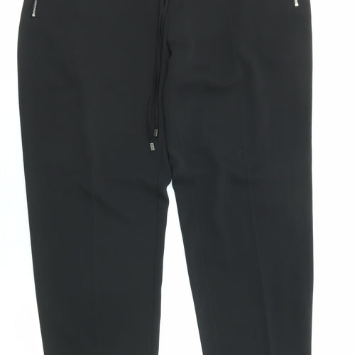 Wallis Womens Black Polyester Jogger Trousers Size 14 L28 in Regular Drawstring
