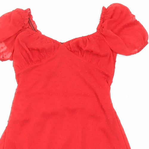I SAW IT FIRST Womens Red Polyester Mini Size 14 Sweetheart Pullover - Textured
