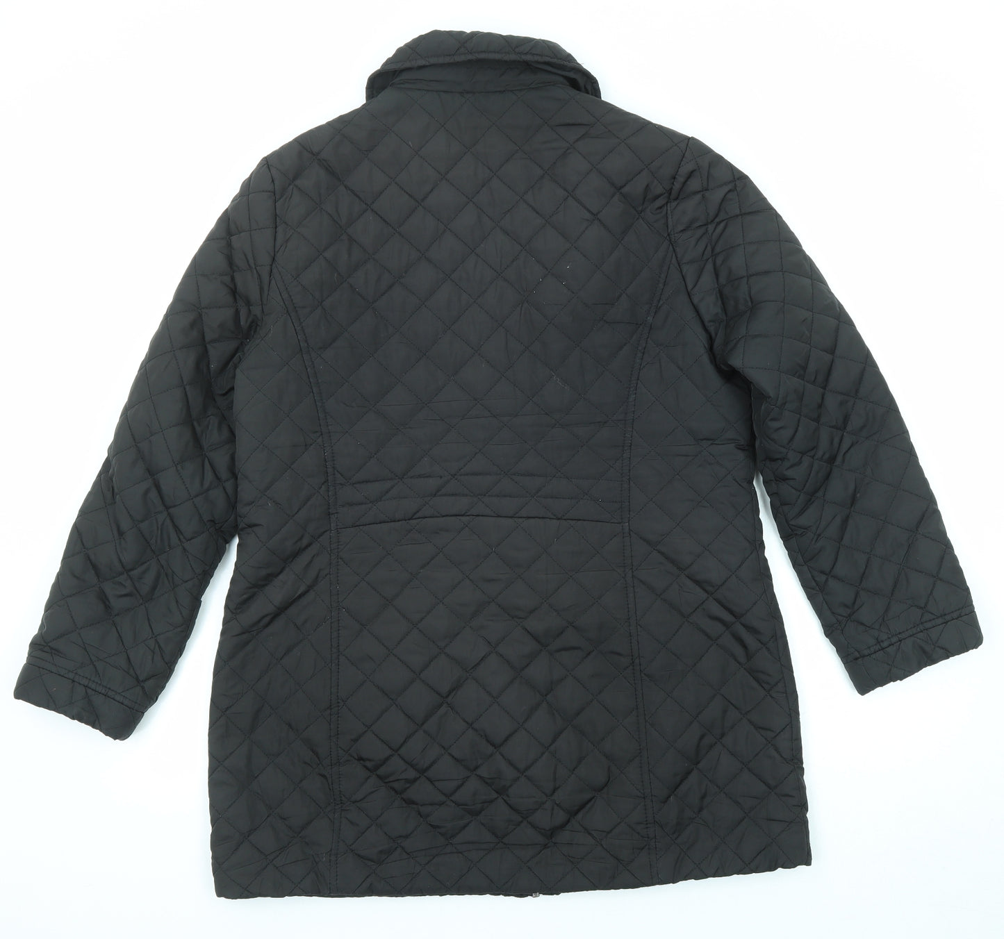 BHS Womens Black Overcoat Coat Size 14 Zip