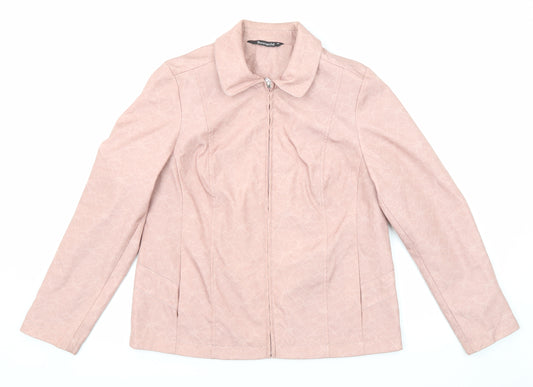 Bonmarché Womens Pink Geometric Jacket Size 10 Zip