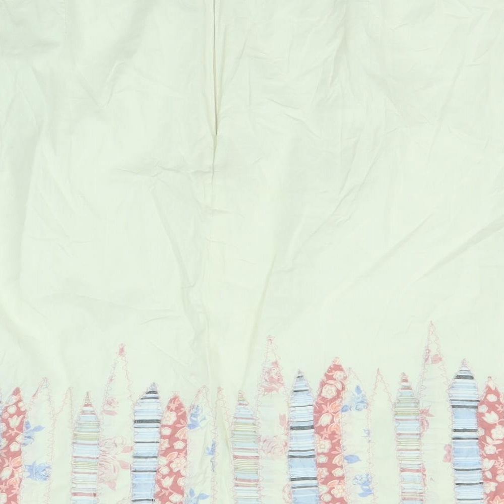 Mix Nouveau Womens Ivory Geometric Cotton A-Line Skirt Size 12 Zip