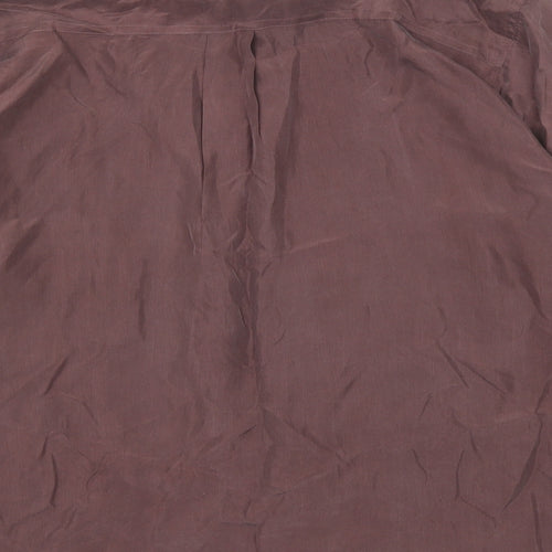 Rhona Roy Womens Brown Silk Basic Button-Up Size 12 Collared