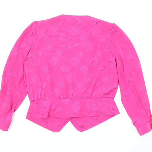 Frankenwelder Womens Pink Geometric Polyester Basic Blouse Size 14 V-Neck