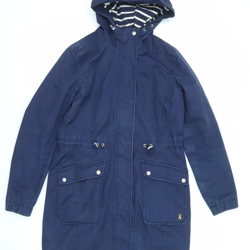 Joules Womens Blue Parka Coat Size 6 Zip