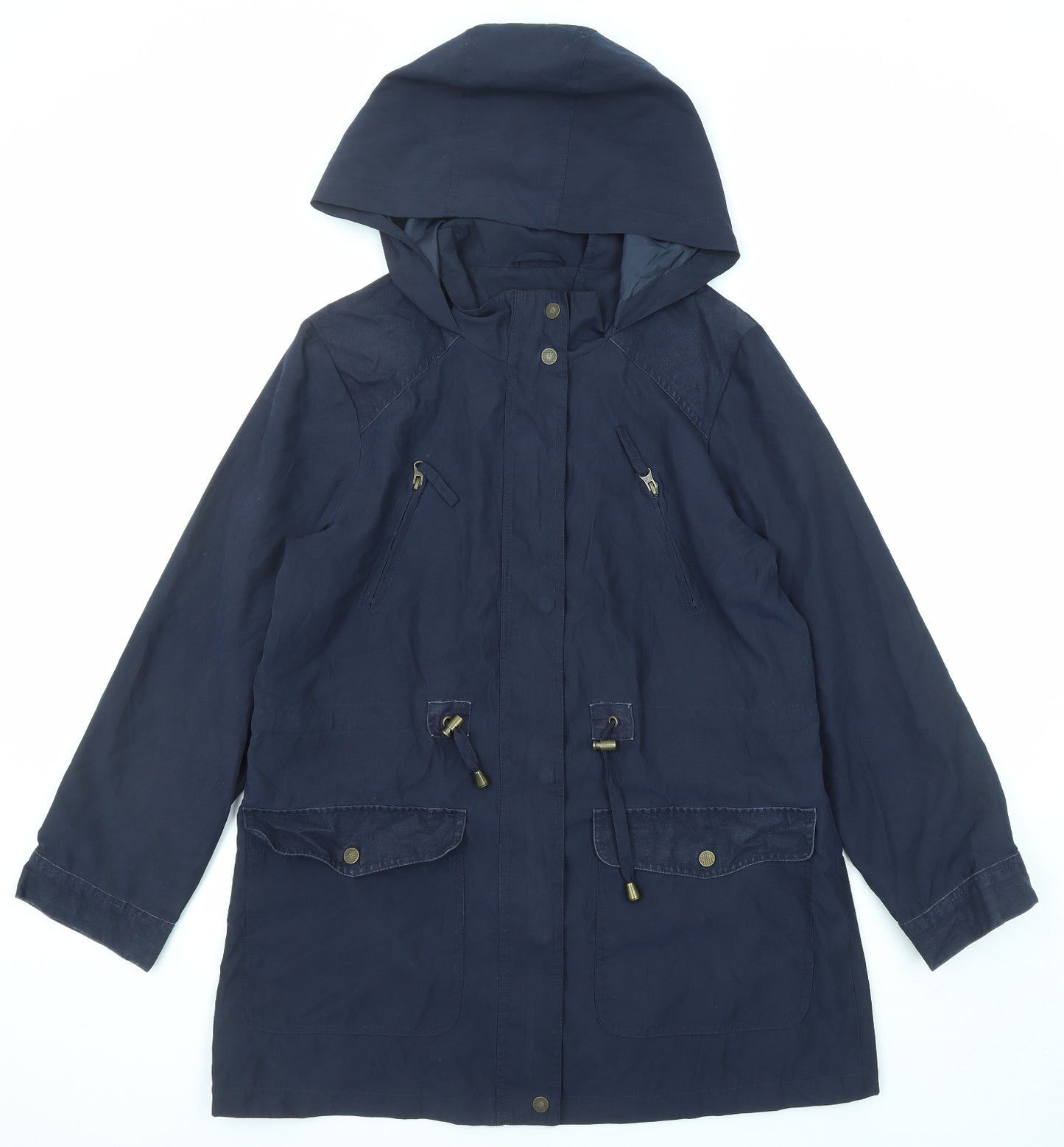 Debenhams Womens Blue Parka Coat Size 14 Zip