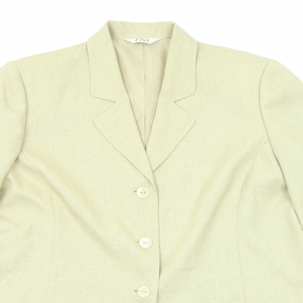 ELVI Womens Beige Jacket Blazer Size 20 Button