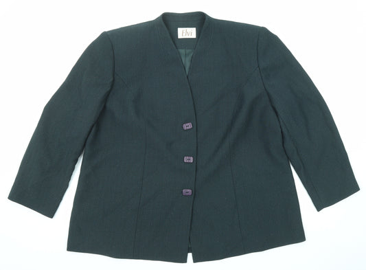 ELVI Womens Green Jacket Blazer Size 22 Button
