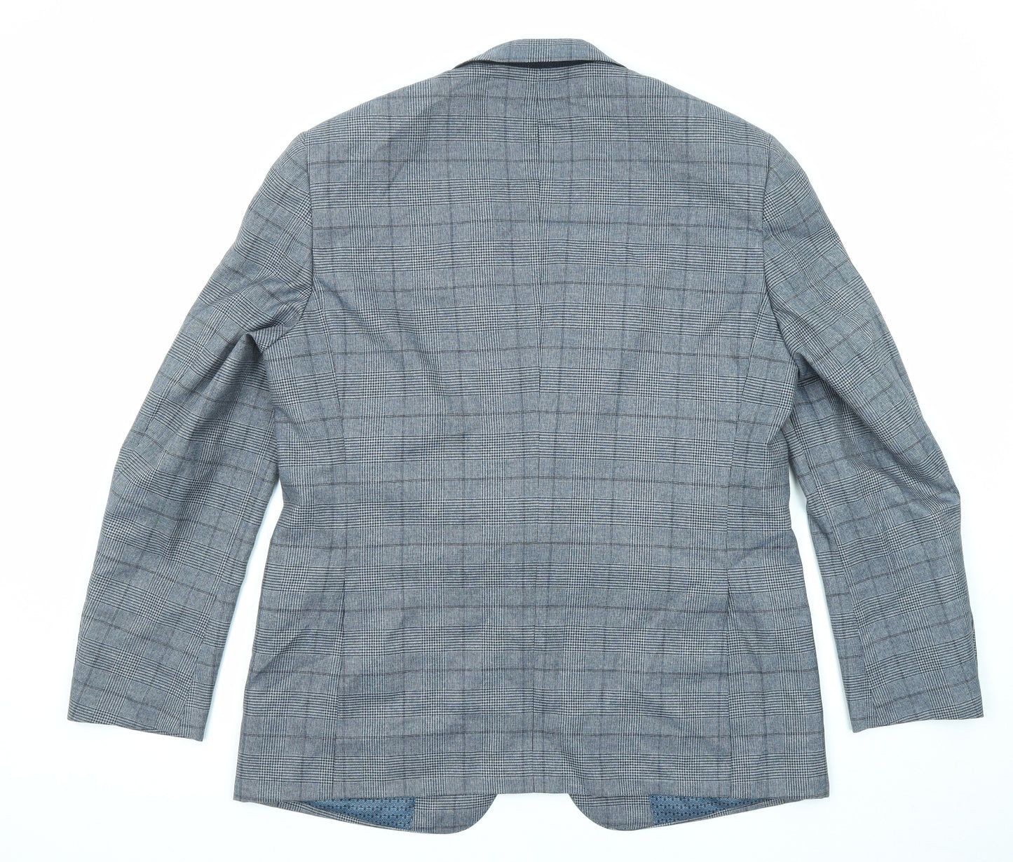 Skopes Mens Blue Plaid Polyester Jacket Suit Jacket Size 42 Regular