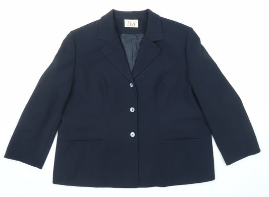 ELVI Womens Blue Jacket Blazer Size 22 Button