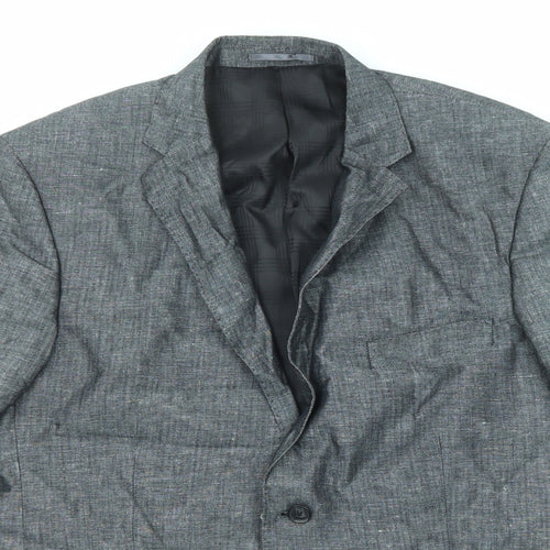 Jeff Banks Mens Grey Linen Jacket Blazer Size 42 Regular