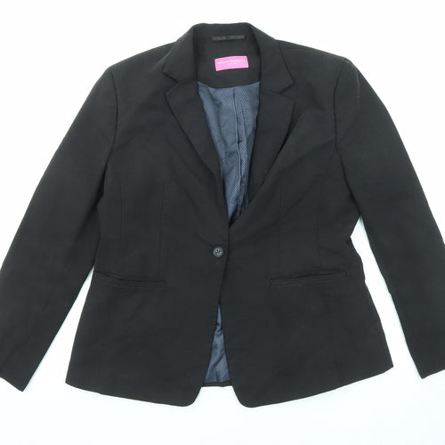 Brook Taverner Womens Black Polyester Jacket Blazer Size 14