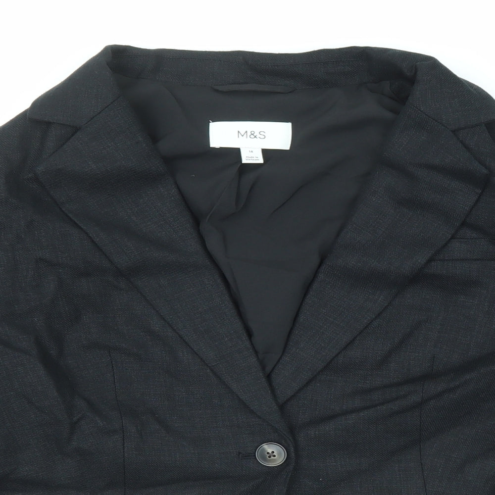 Marks and Spencer Womens Black Jacket Blazer Size 14 Button