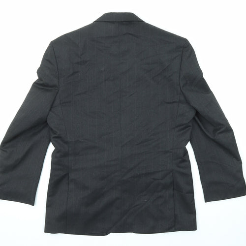 Burton Mens Black Striped Polyester Jacket Suit Jacket Size 40 Regular