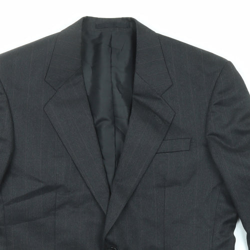 Burton Mens Black Striped Polyester Jacket Suit Jacket Size 40 Regular