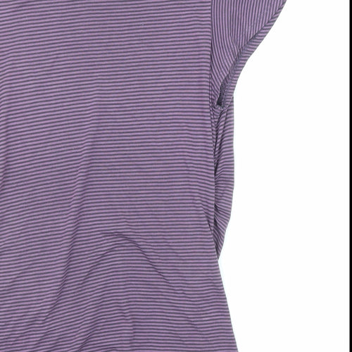 Betty Jackson Womens Purple Striped Polyester Basic T-Shirt Size 12 Cowl Neck