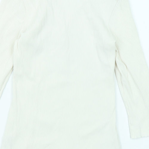 NEXT Womens White Cotton Basic T-Shirt Size 10 V-Neck