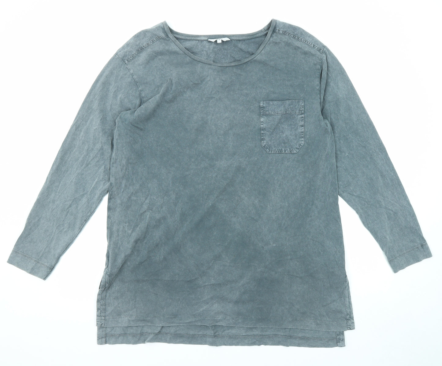 NEXT Womens Grey Cotton Basic T-Shirt Size 18 Round Neck