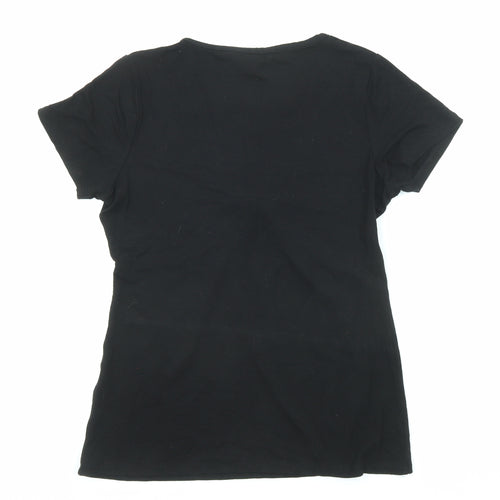 Debenhams Womens Black Polyester Basic T-Shirt Size 12 V-Neck - Twist Detail