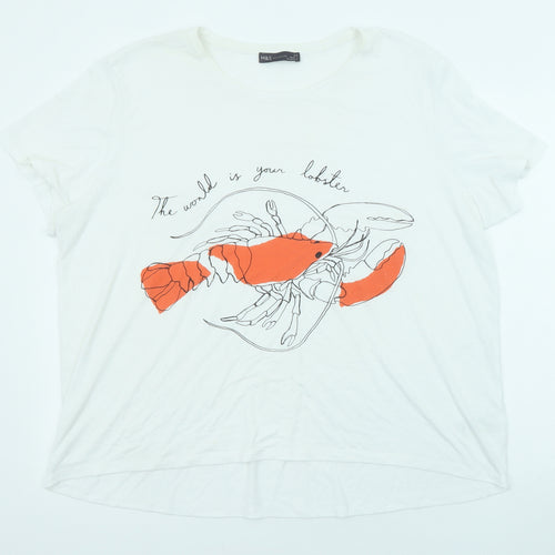 Marks and Spencer Womens White Polyester Basic T-Shirt Size 22 Round Neck - Lobster