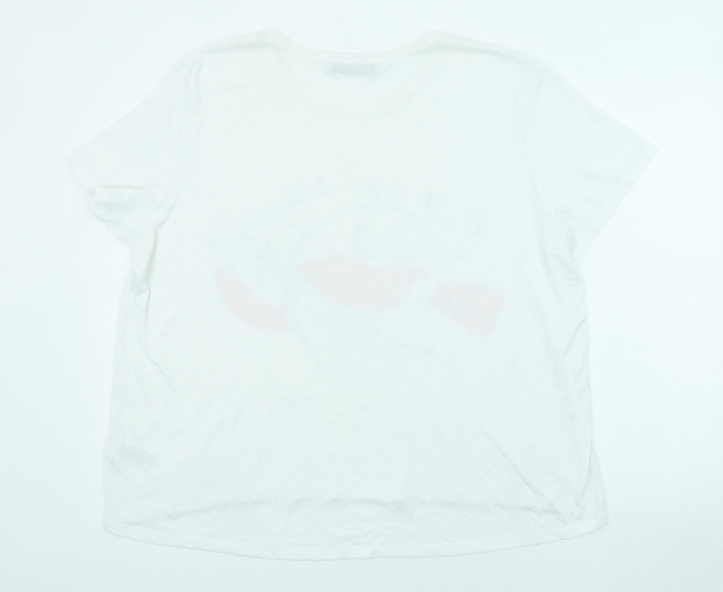 Marks and Spencer Womens White Polyester Basic T-Shirt Size 22 Round Neck - Lobster