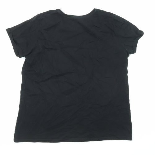Disney Womens Black Cotton Basic T-Shirt Size 14 Round Neck - Minnie Mouse