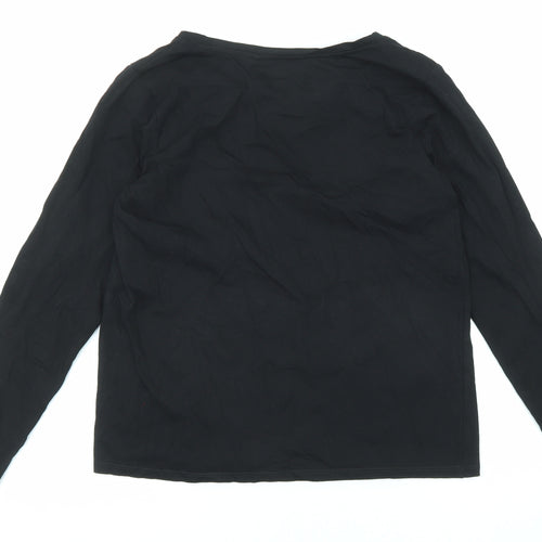 NEXT Womens Black Cotton Basic T-Shirt Size 12 Round Neck