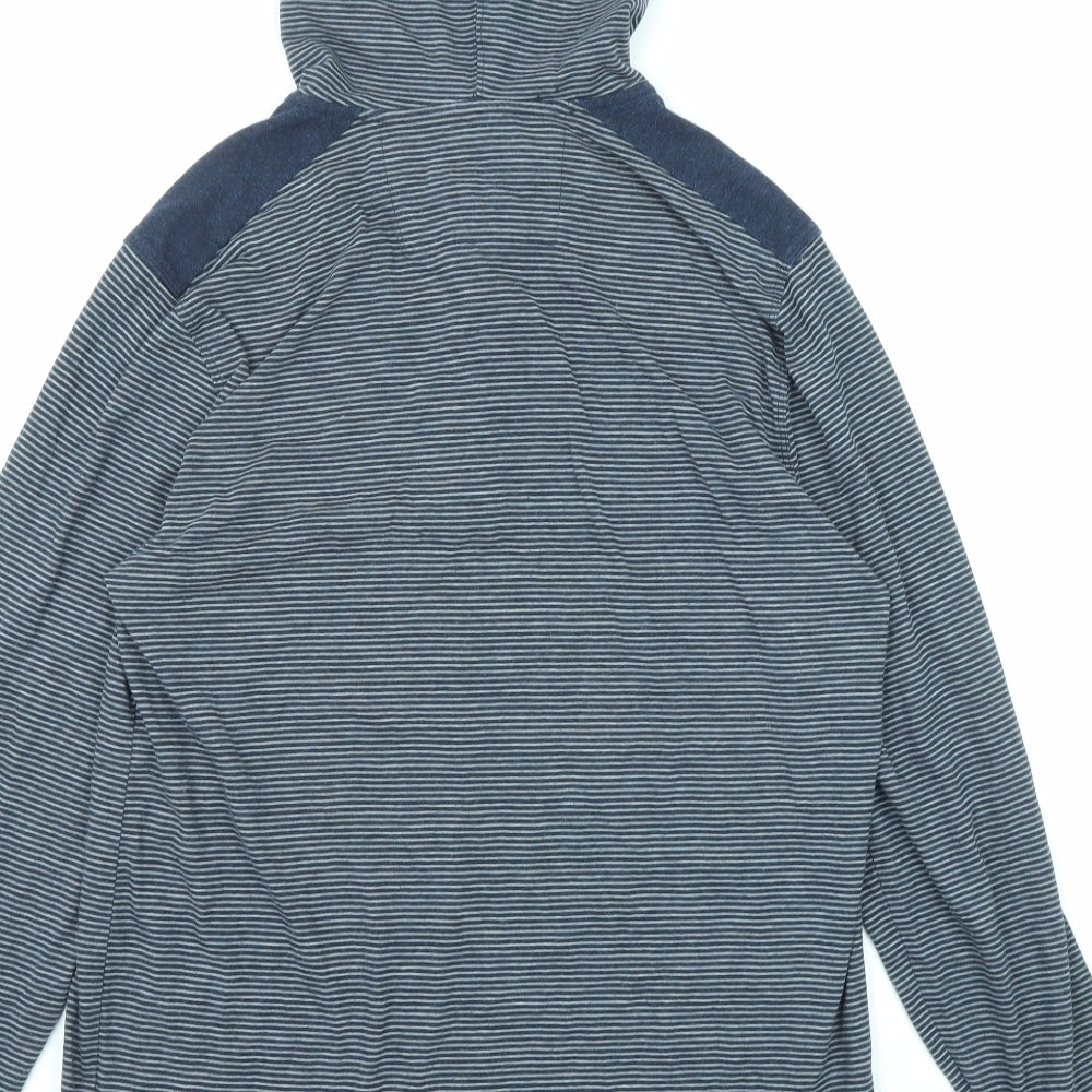 Banana Republic Mens Blue Striped Polyester Pullover Hoodie Size M